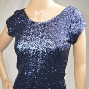 Backstage Navy Sequin Formal Beaded Cocktail Dress XS